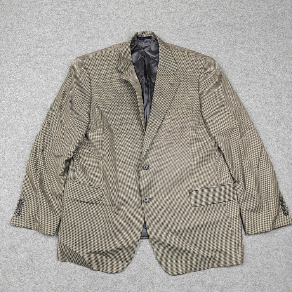 Joseph Abboud Blazer Mens 46S Brown Wool Silk Check Sport Coat Jacket Made USA - Picture 1 of 13